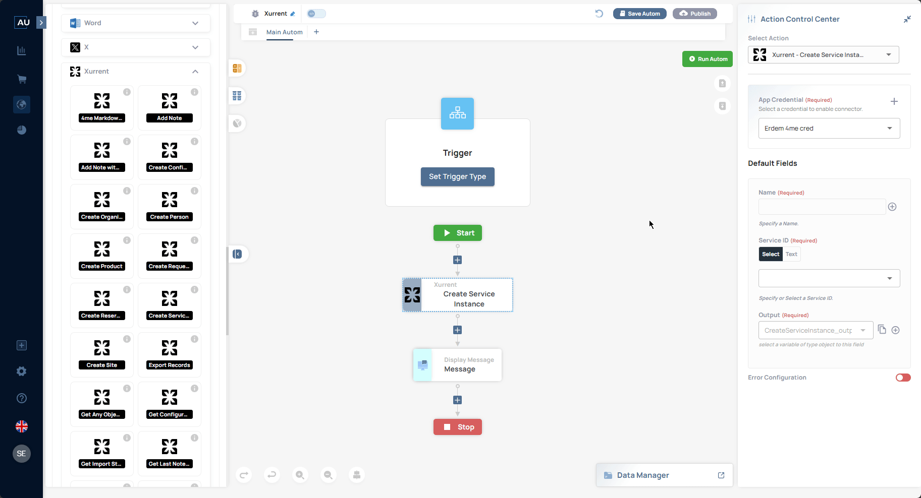 Xurrent — Create Service Instance